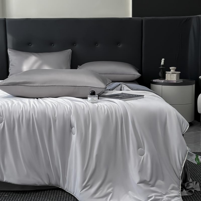 91家纺网 家纺一手货源 找家纺 子由家居 2025新款锦纶凉感大豆纤维夏被被子被芯 即刻凉感-浅灰