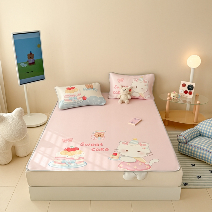 91家纺网 家纺一手货源 找家纺 慕尚家纺 2025新款凉感卡通工艺席 Kitty 猫