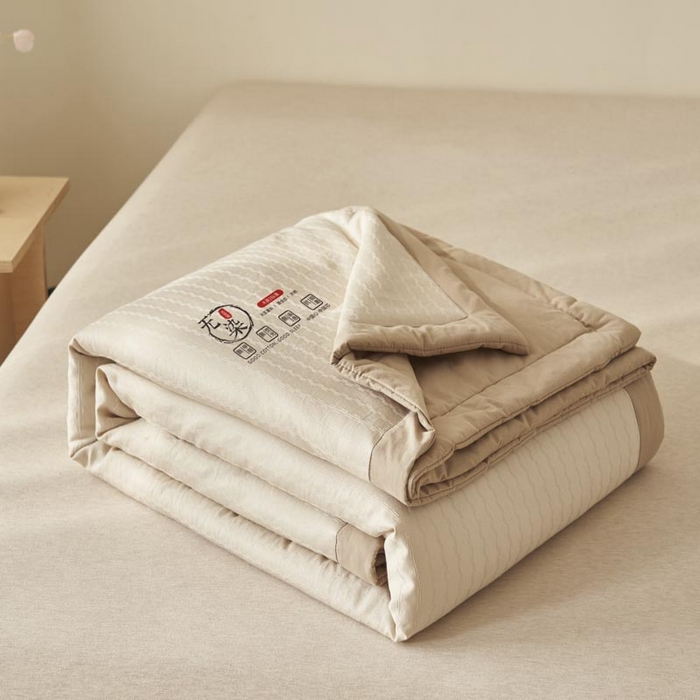91家纺网 家纺一手货源 找家纺 子由家居 2025新款水洗棉原棉提花大豆夏被被子被芯 原棉-驼色