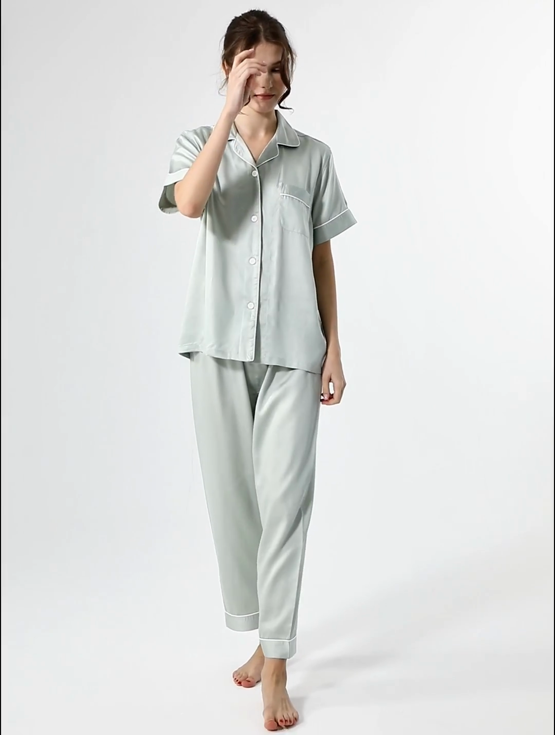 91家纺网 家纺一手货源 找家纺 欧夏家纺 2025新款莱赛尔天丝睡衣家居服 莫兰迪-兰