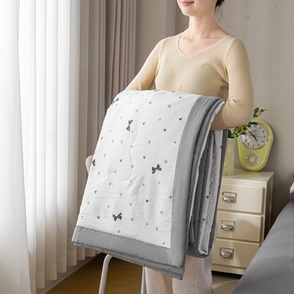 慕木家纺 2025新款A类水洗棉印花新疆棉花夏被空调被（抽空压缩可供跨境） 爱心蝴蝶结