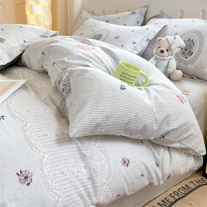 91家纺网 家纺一手货源 找家纺 大吉 2025新款100全棉纯棉喷气小清新被套四件套纯棉三件套床笠四件套单被套单枕套 法式庄园