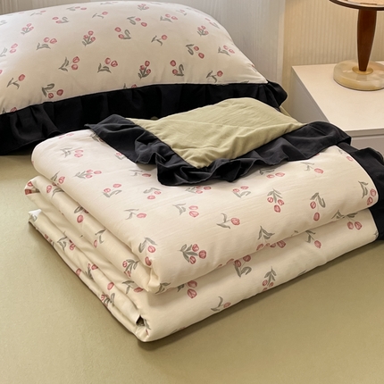 91家纺网 家纺一手货源 找家纺 首尔家纺 2025新款双层纱夏被系列 郁金香