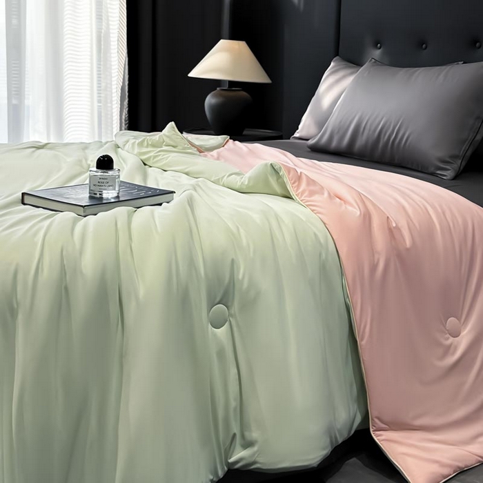 91家纺网 家纺一手货源 找家纺 子由家居 2025新款锦纶凉感大豆纤维夏被被子被芯 即刻凉感-水绿