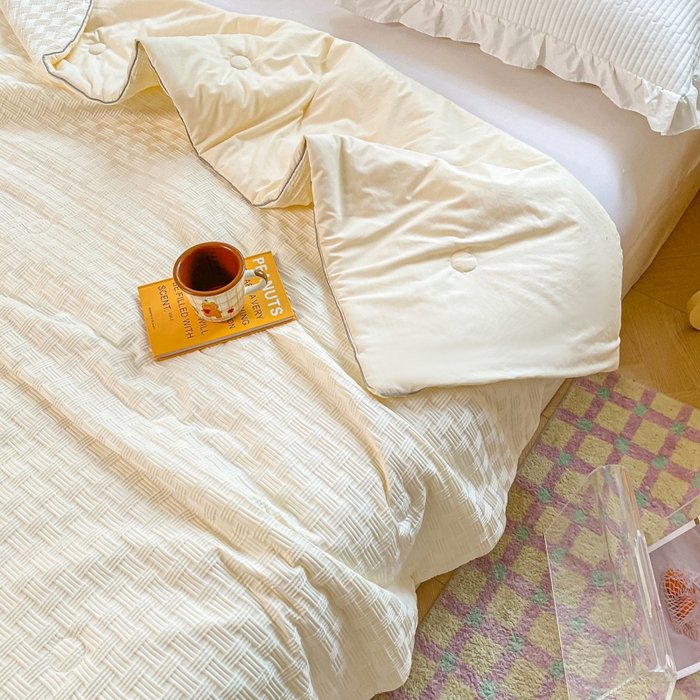 91家纺网 家纺一手货源 找家纺 左右家纺 2025新款华夫格大豆夏被被子被芯 浅白