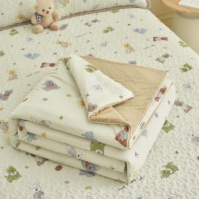 91家纺网 家纺一手货源 找家纺 子由家居 2025新款凉感丝豆豆夏被四件套 凉感豆豆被-旺财