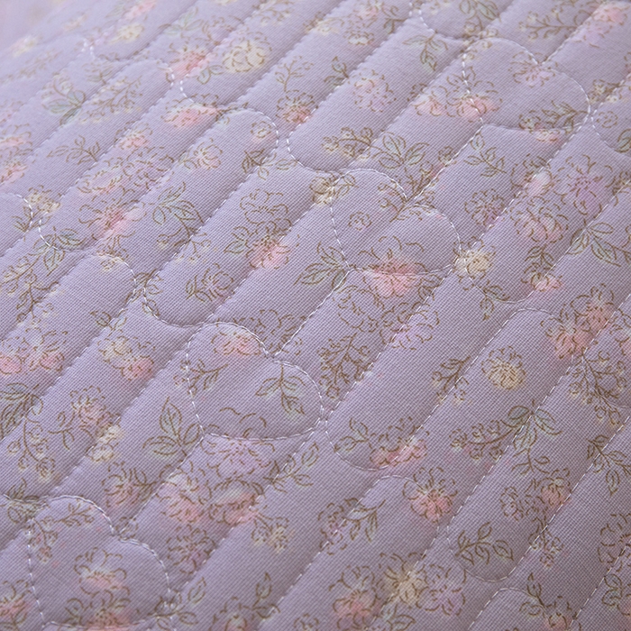 91家纺网 家纺一手货源 找家纺 珍爱家纺 2025新款A类针织棉双层纱夹棉床盖床裙花边单件三件四件套 紫苏