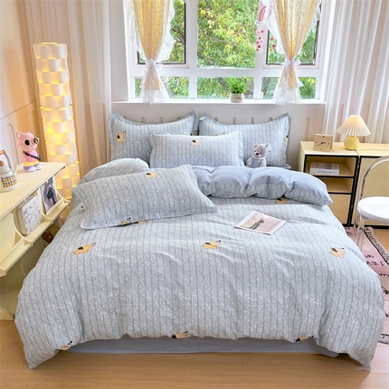 大吉 2025新款100全棉纯棉喷气小清新被套四件套纯棉三件套床笠四件套单被套单枕套 蜡笔小象