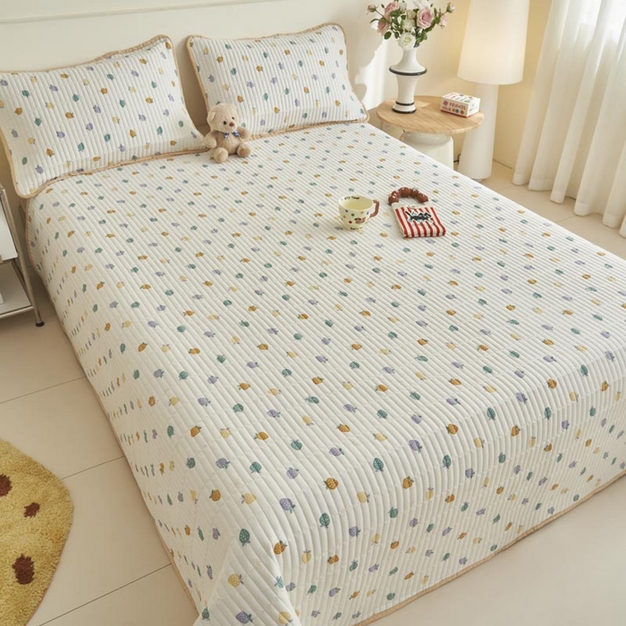 91家纺网 家纺一手货源 找家纺 子由家居 2025新款纯棉印花夹棉床盖 棉花被-丰收