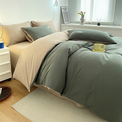 91家纺网 家纺一手货源 找家纺 （总）798家纺 2025新款全棉13070纯色双拼系列单被套场景二