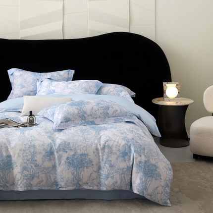 91家纺网 家纺一手货源 找家纺 2025春夏新款【奥斯汀】红金裸盖™棉全棉纯棉红金裸盖棉四件套 （标准号全网控价（折后券后）不低于199元） 奥斯汀-蓝