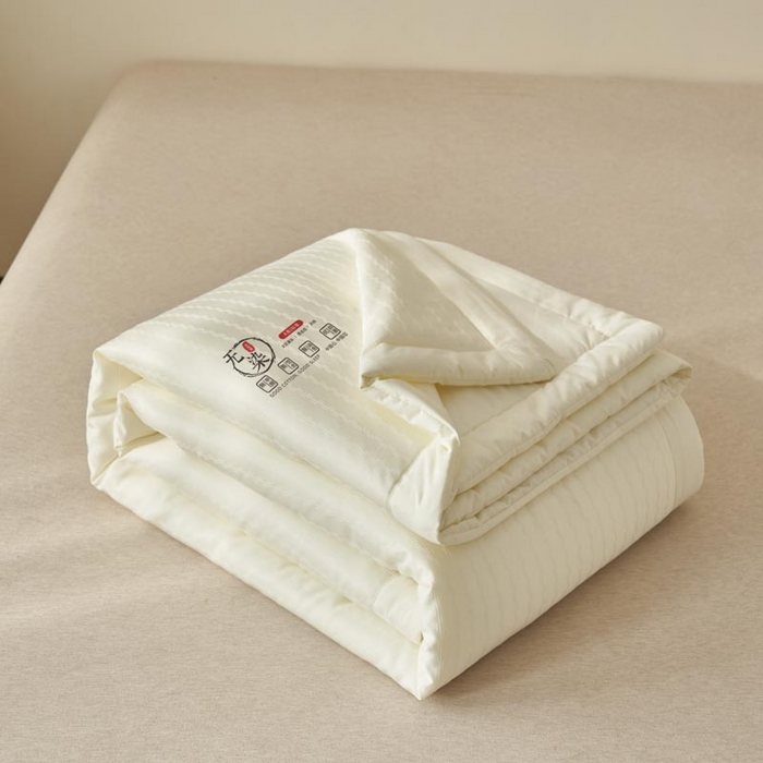 91家纺网 家纺一手货源 找家纺 子由家居 2025新款水洗棉原棉提花大豆夏被被子被芯 原棉-本白