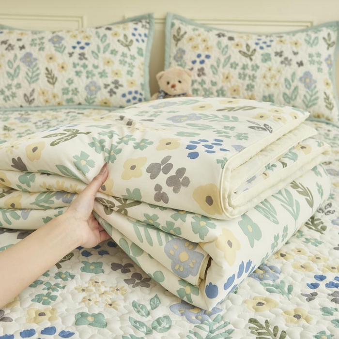 91家纺网 家纺一手货源 找家纺 子由家居 2025新款凉感丝豆豆夏被四件套 凉感豆豆被-四季如春