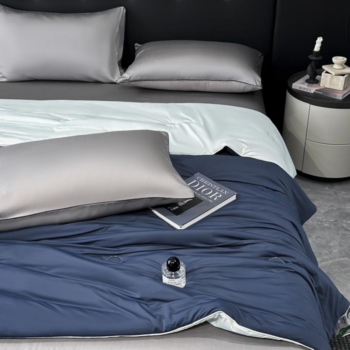 91家纺网 家纺一手货源 找家纺 子由家居 2025新款锦纶凉感大豆纤维夏被被子被芯 即刻凉感-蓝色