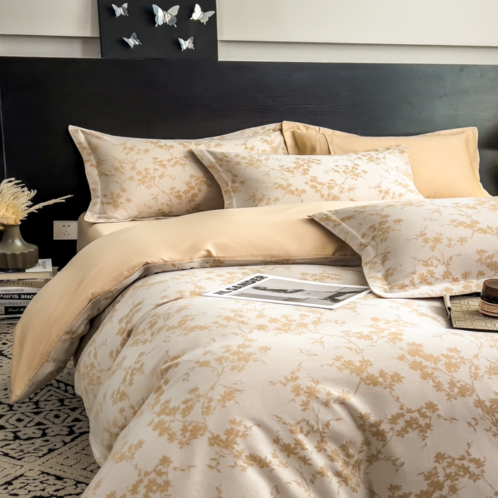 91家纺网 家纺一手货源 找家纺 倾慕家纺 2025新款60S提花全棉单品被套 爱玲说卡其