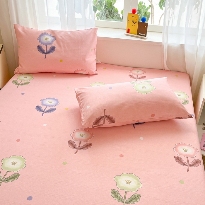 91家纺网 家纺一手货源 找家纺 莱通2025新款原棉老粗布床单 花雨点滴