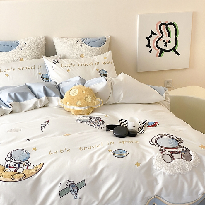 91家纺网 家纺一手货源 找家纺 （总）星野 2025新款双股澳棉精致刺绣四件套-星野追光