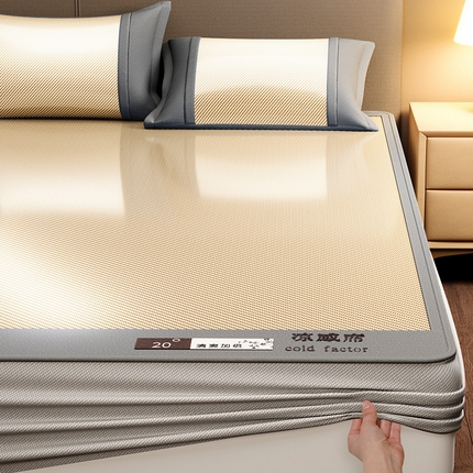 莱轩席业 2025新款轻柔丝凉席冰丝席-凉感席 柠檬黄-床笠