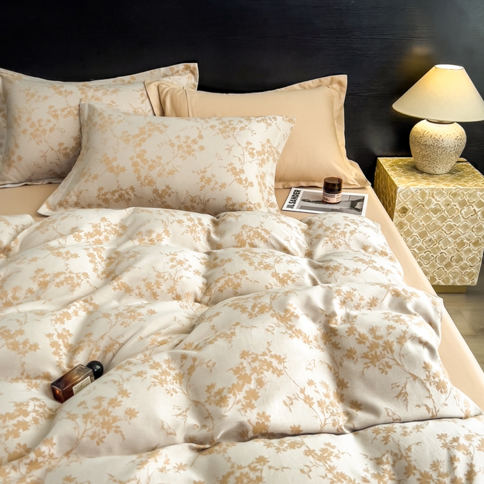 91家纺网 家纺一手货源 找家纺 倾慕家纺 2025新款60S提花全棉单品被套 爱玲说卡其