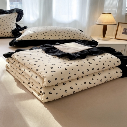 首尔家纺 2025新款双层纱夏被系列 小豹纹-米驼