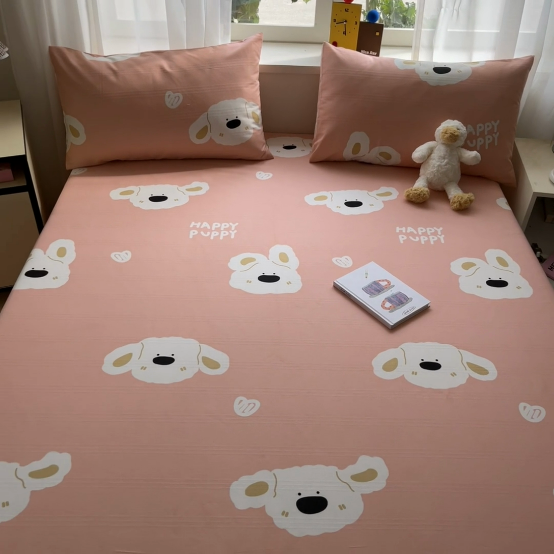 91家纺网 家纺一手货源 找家纺 莱通2025新款原棉老粗布床单 皮皮狗