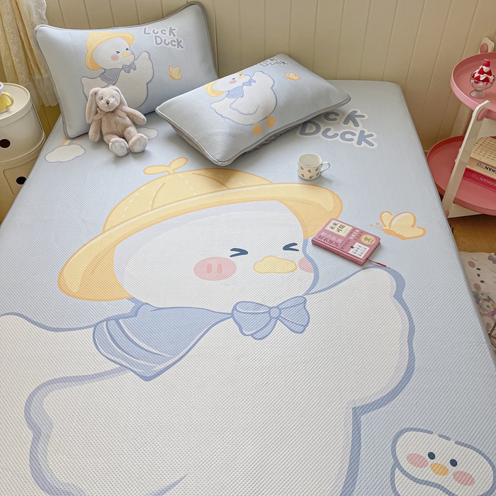 91家纺网 家纺一手货源 找家纺 慕尚家纺 2025新款凉感卡通工艺席 达克鸭