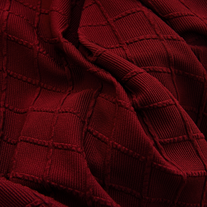 91家纺网 家纺一手货源 找家纺 启博家纺 2025新款针织菱形格半圆卡座沙发套 酒红