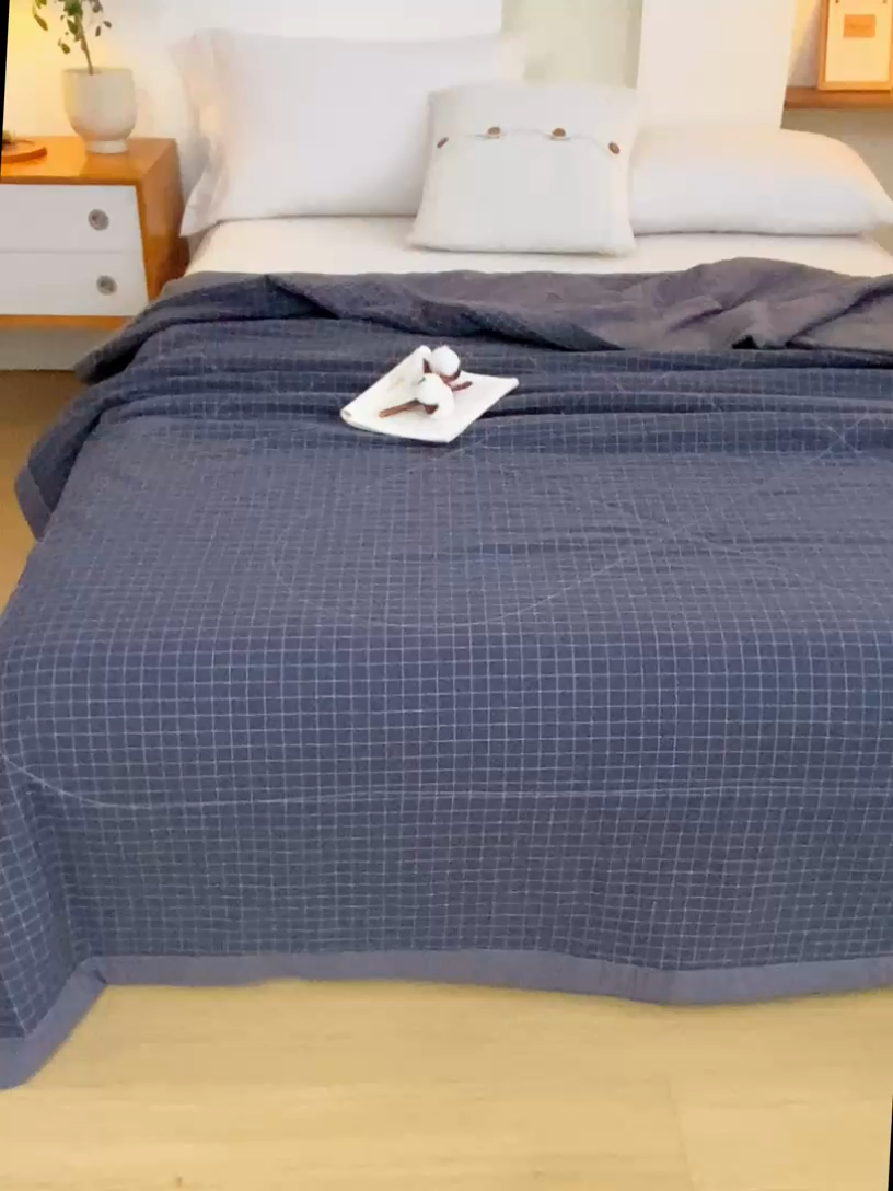 91家纺网 家纺一手货源 找家纺 美梦之都2025新款A类色织水洗棉夏被新疆棉花被空调被夏凉被被子被芯 潮格-黑