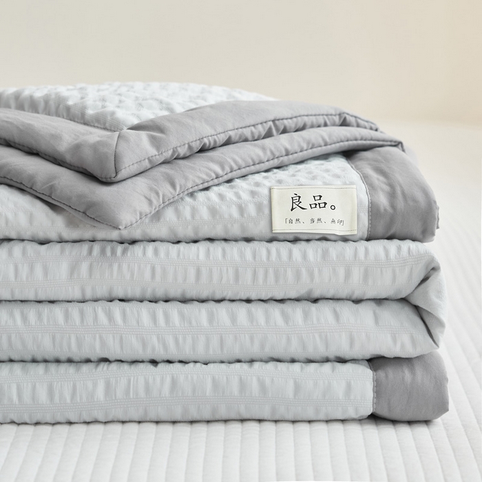 91家纺网 家纺一手货源 找家纺 子由家居 2025新款水洗棉泡泡格大豆纤维夏被被子被芯 泡泡格-浅灰