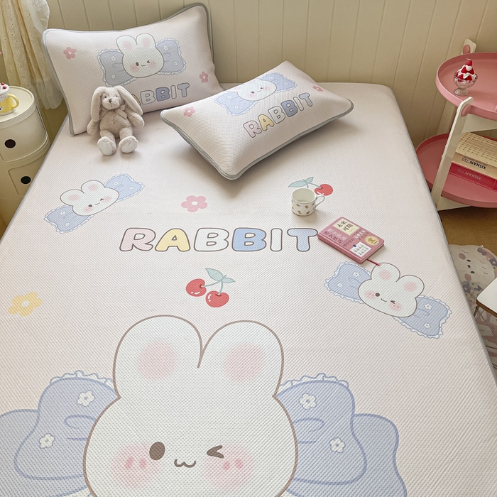 91家纺网 家纺一手货源 找家纺 慕尚家纺 2025新款凉感卡通工艺席 布丁兔