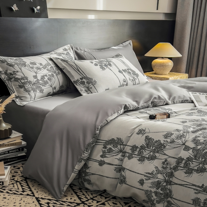 91家纺网 家纺一手货源 找家纺 倾慕家纺 2025新款60S提花全棉单品被套 椿屿蓝