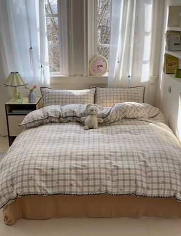 91家纺网 家纺一手货源 找家纺 （总）淑女公社家纺 2025春夏新款 贝壳边双层纱套件