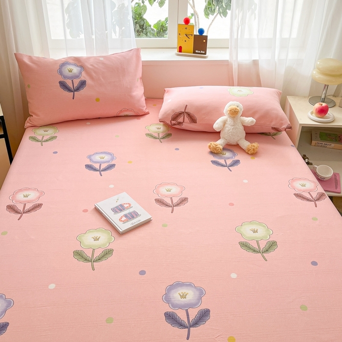 91家纺网 家纺一手货源 找家纺 莱通2025新款原棉老粗布床单 花雨点滴