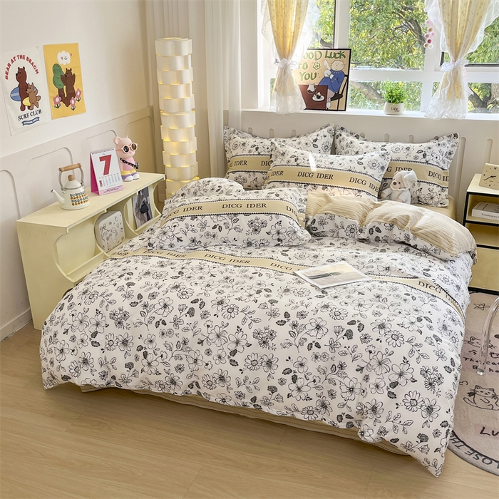 91家纺网 家纺一手货源 找家纺 大吉 2025新款100全棉纯棉喷气小清新被套四件套纯棉三件套床笠四件套单被套单枕套 赫本