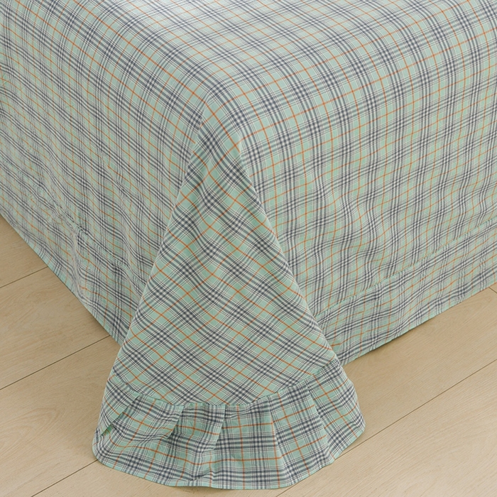 91家纺网 家纺一手货源 找家纺 润淳家居 2025新款A类全棉水洗棉四件套三件套 草原 绿