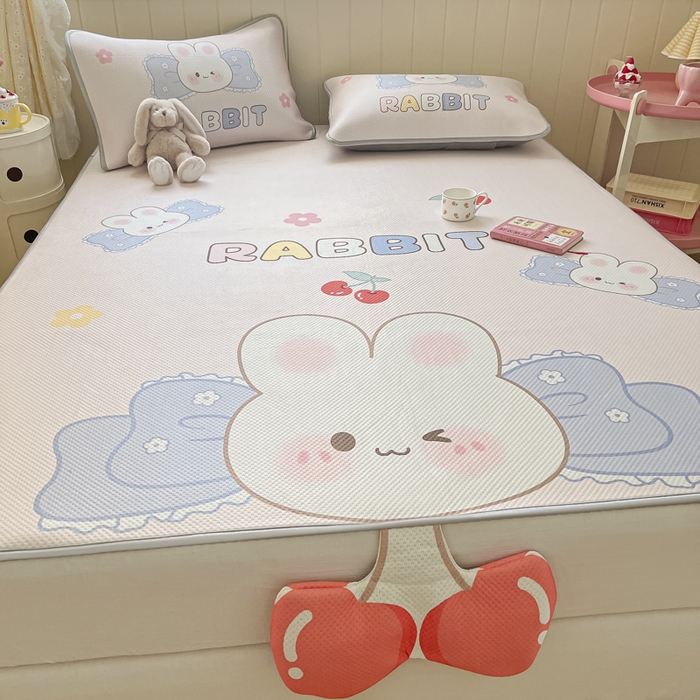 91家纺网 家纺一手货源 找家纺 慕尚家纺 2025新款凉感卡通工艺席 布丁兔