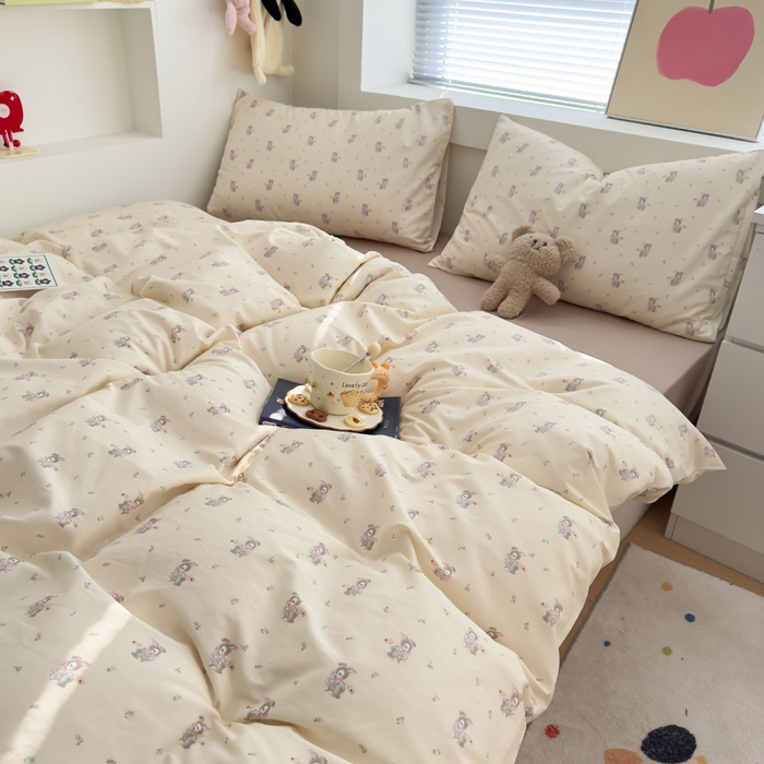 91家纺网 家纺一手货源 找家纺 总花西夫人2025新款13372纯棉印花全棉四件套床单床笠款