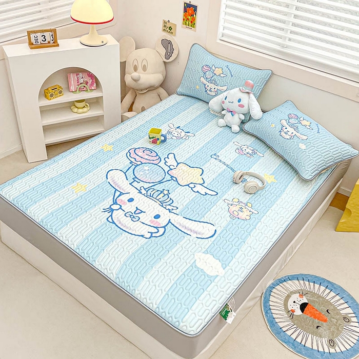 91家纺网 家纺一手货源 找家纺 米帛家纺2025新款大版三丽鸥乳胶凉席-绑带款 气球玉桂狗