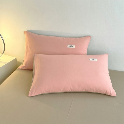 91家纺网 家纺一手货源 找家纺 （总）798家纺 2025新款全棉13070纯色双拼系列单枕套