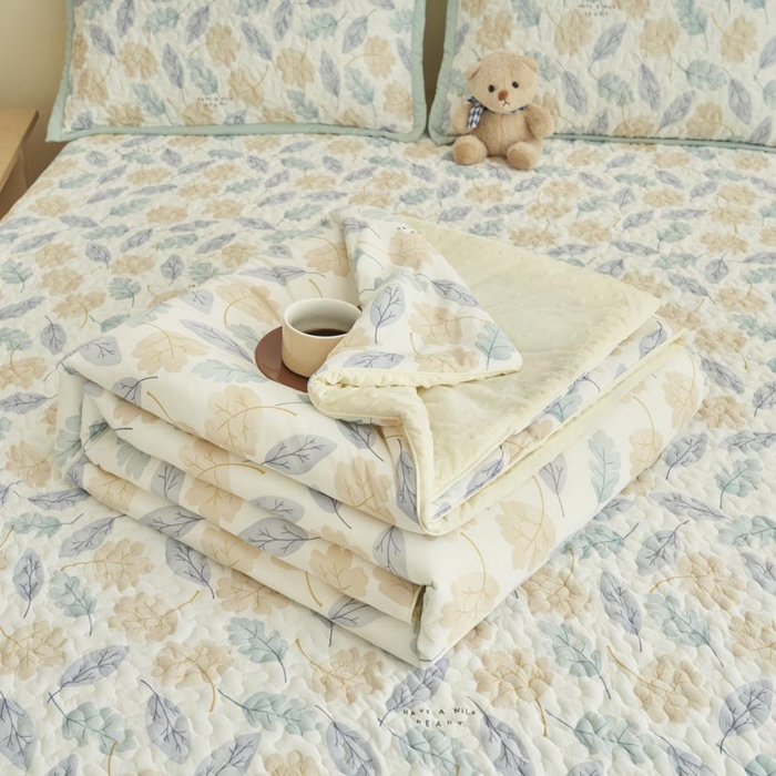 91家纺网 家纺一手货源 找家纺 子由家居 2025新款凉感丝豆豆夏被四件套 凉感豆豆被-清新花园