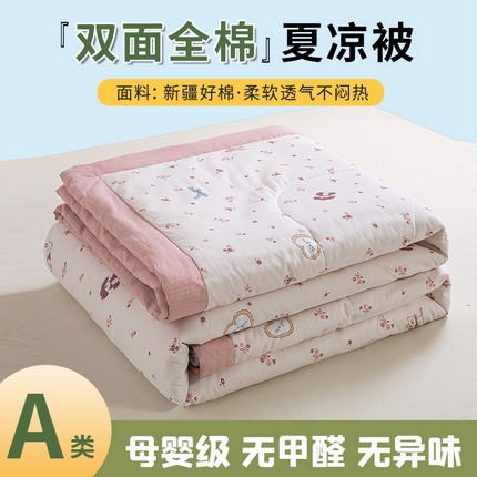 91家纺网 家纺一手货源 找家纺 沃尔居 2025新款双面全棉印花夏被可机洗小清新纯棉夏凉被薄被芯空调被子 雨汐