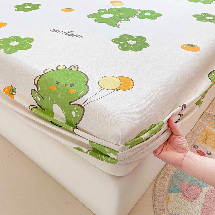 91家纺网 家纺一手货源 找家纺 晓时候2025新款老粗布床笠凉席 恐龙乐园