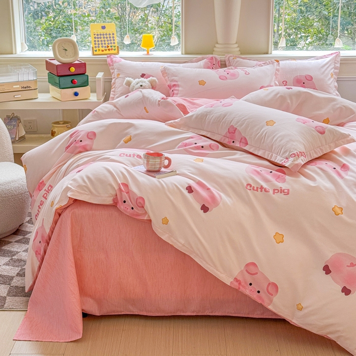 91家纺网 家纺一手货源 找家纺 佑佳家纺 2025年新款铂金棉芦荟棉学生三件套四件套 单被套 单枕套「支持定做各种尺寸」 猪猪侠