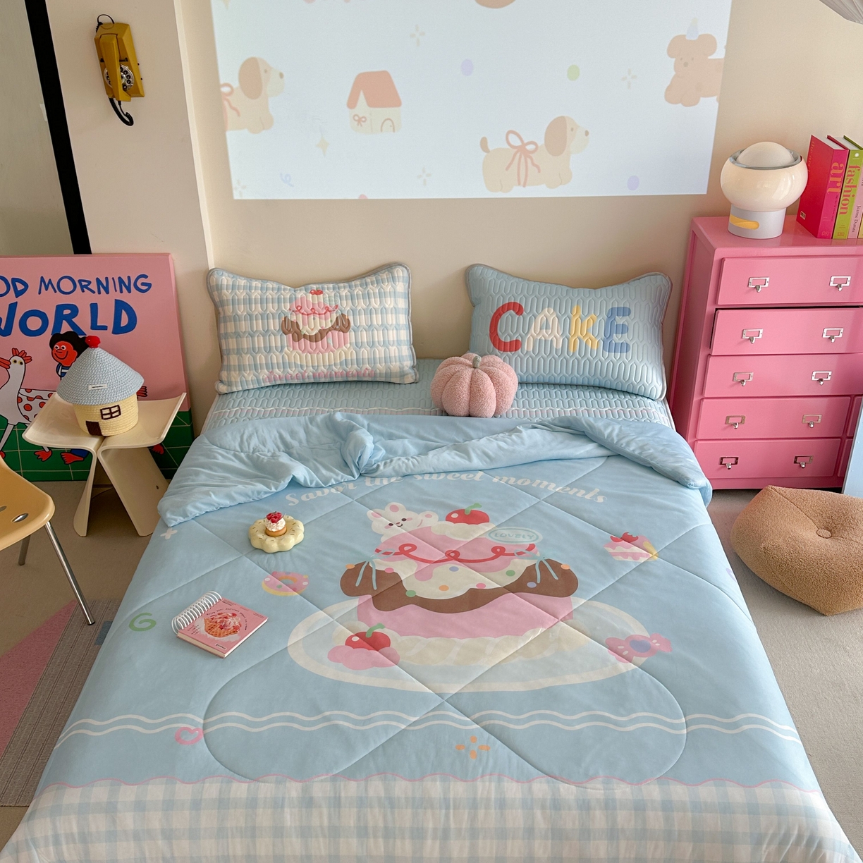 91家纺网 家纺一手货源 找家纺 美乐迪家纺2025新款凉感丝乳胶凉席夏被夏凉被空调被 甜蜜蛋糕