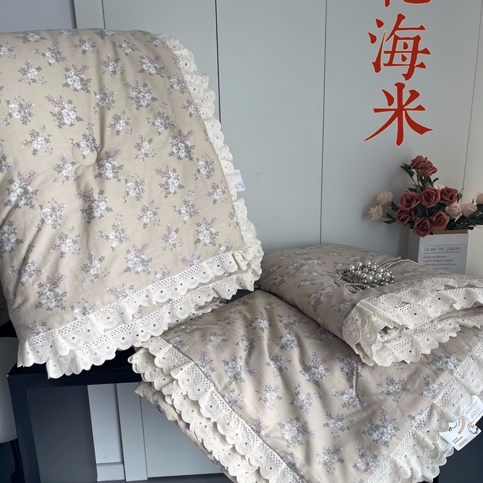 91家纺网 家纺一手货源 找家纺 莱豫2025新款法式纯棉夏被春秋被 花海米