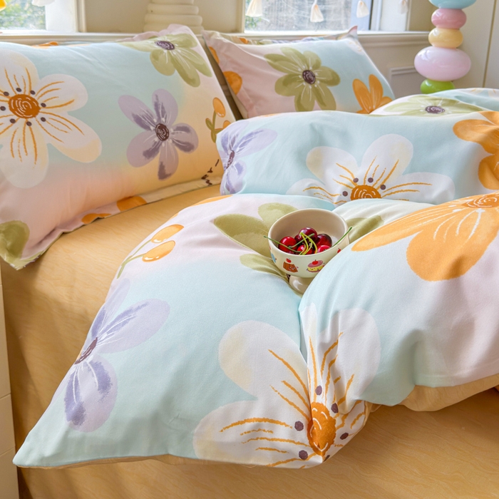 91家纺网 家纺一手货源 找家纺 佑佳家纺 2025年新款铂金棉芦荟棉学生三件套四件套 单被套 单枕套「支持定做各种尺寸」 浅浅花漾