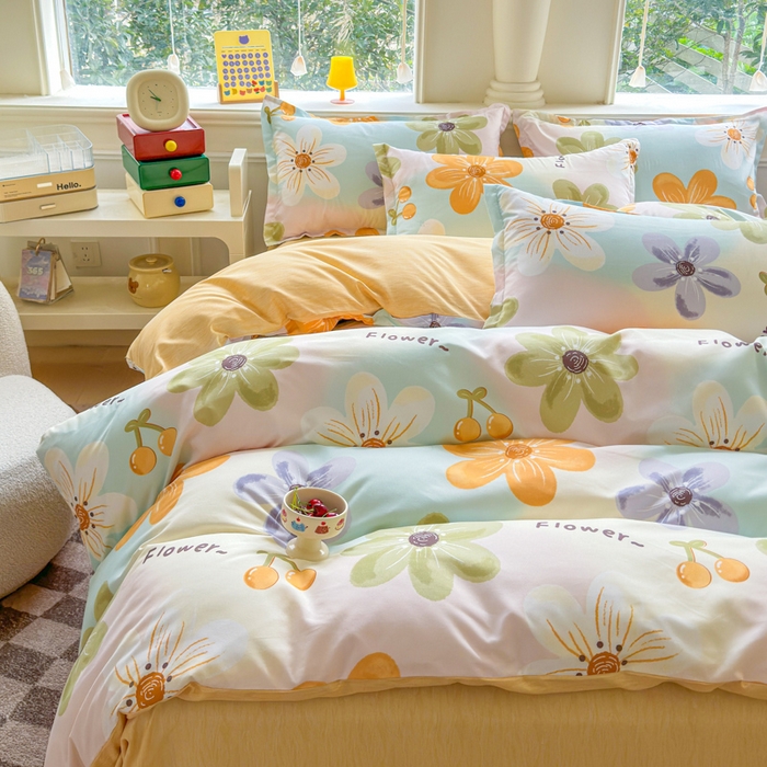 91家纺网 家纺一手货源 找家纺 佑佳家纺 2025年新款铂金棉芦荟棉学生三件套四件套 单被套 单枕套「支持定做各种尺寸」 浅浅花漾