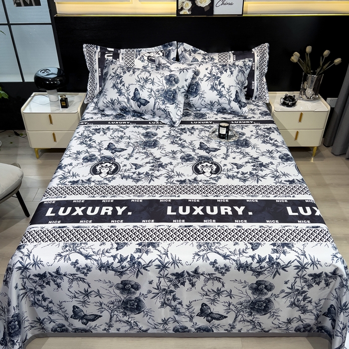 91家纺网 家纺一手货源 找家纺 许林 2025新款冰丝凉席床单款凉席三件套-凝夜