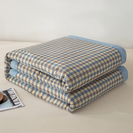 91家纺网 家纺一手货源 找家纺 恋人优选 2025新款提花全棉纯棉夏被夏凉被空调被-格雅系列 格雅-蓝