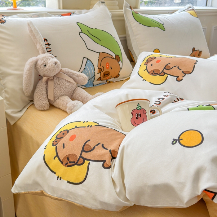 91家纺网 家纺一手货源 找家纺 佑佳家纺 2025年新款铂金棉芦荟棉学生三件套四件套 单被套 单枕套「支持定做各种尺寸」 萌动记